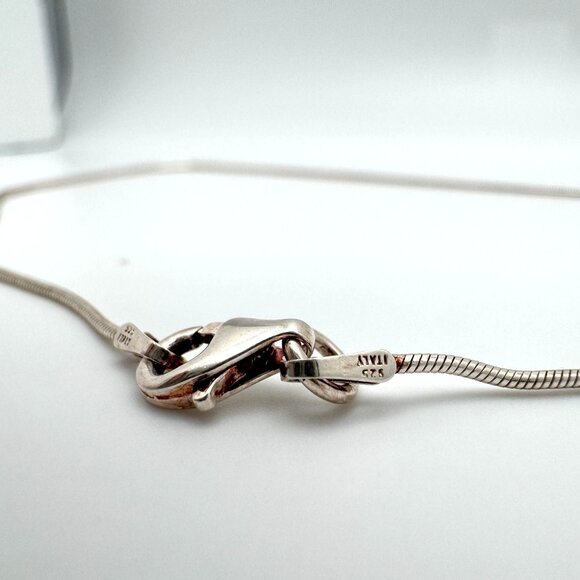 Sterling Silver 925 Circle Pendant Necklace Aqua Blue Fused Glass Centerpiece - Picture 5 of 9